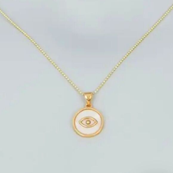 ADORNIA MOTHER OF PEARL EVIL EYE NECKLACE - Picture 3 of 5